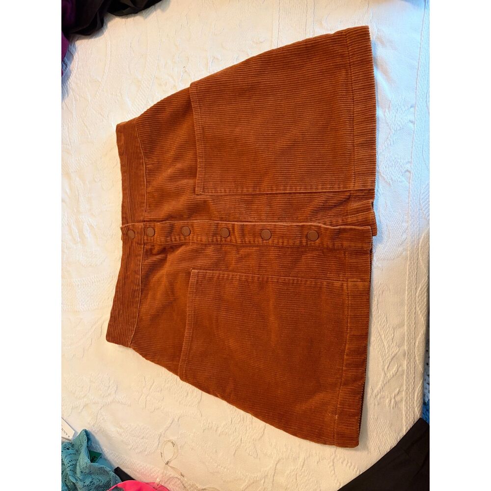 Truth by Republic Rust Orange Corduroy Button Front Mini Skirt Women Size 10
